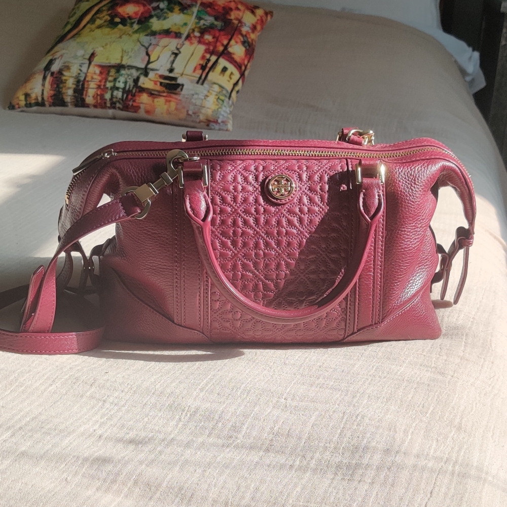AUTHENTIC Tory Burch Raspberry Red Midsize Handbag